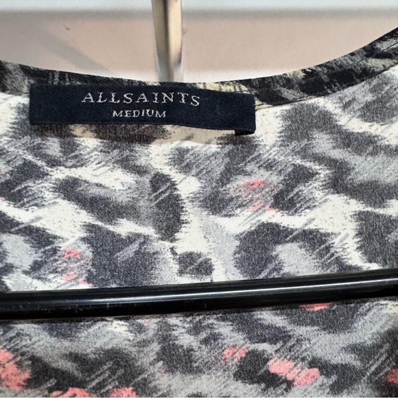 AllSaints Alia Juba silk dress with a leopard print size medium women’s - Picture 3 of 8